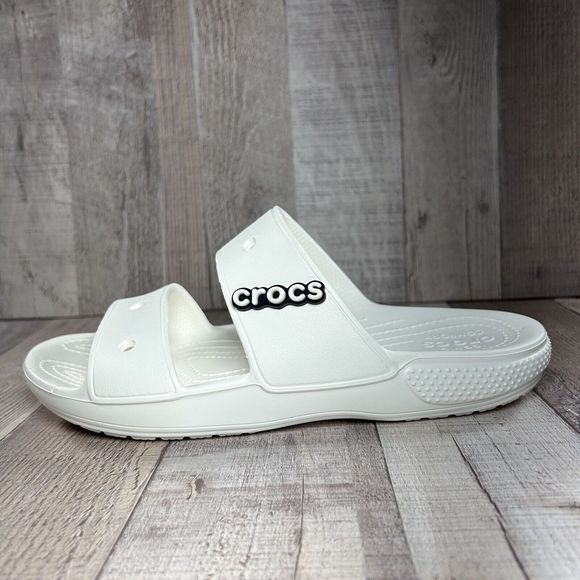 Crocs Women's Classic Slide Sandal Comfort Two Strap Slip On White Size 9 - Picture 8 of 13